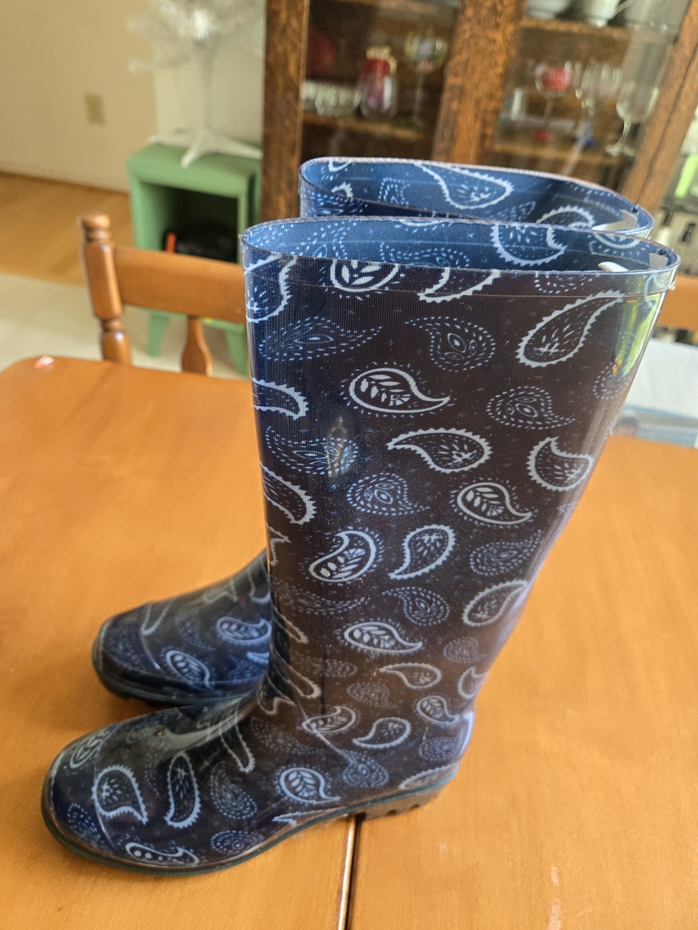 Women’s Paisley Waterproof Rain Boots - Blue